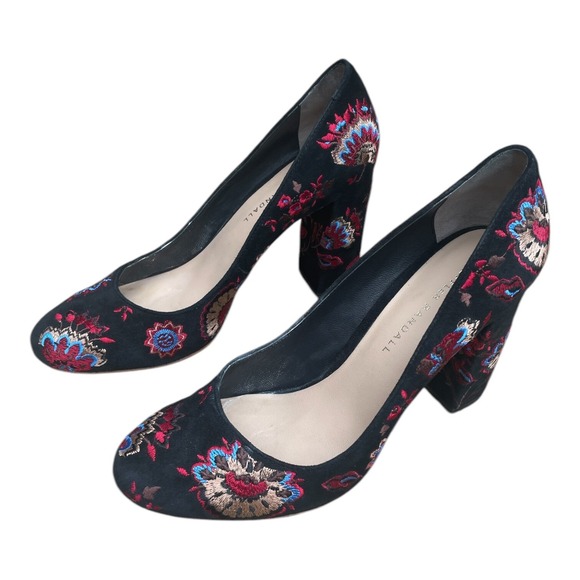Loeffler Randall Shoes - Loeffler Randall Sydnee Pumps Size 8 Black Floral Embroidered‎ Leather